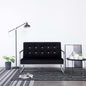 2-seater sofa with chrome armrest and dark gray velvet