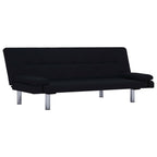Sofá cama con dos almohadas de poliéster negro