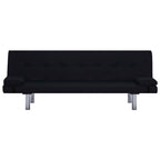 Sofá cama con dos almohadas de poliéster negro