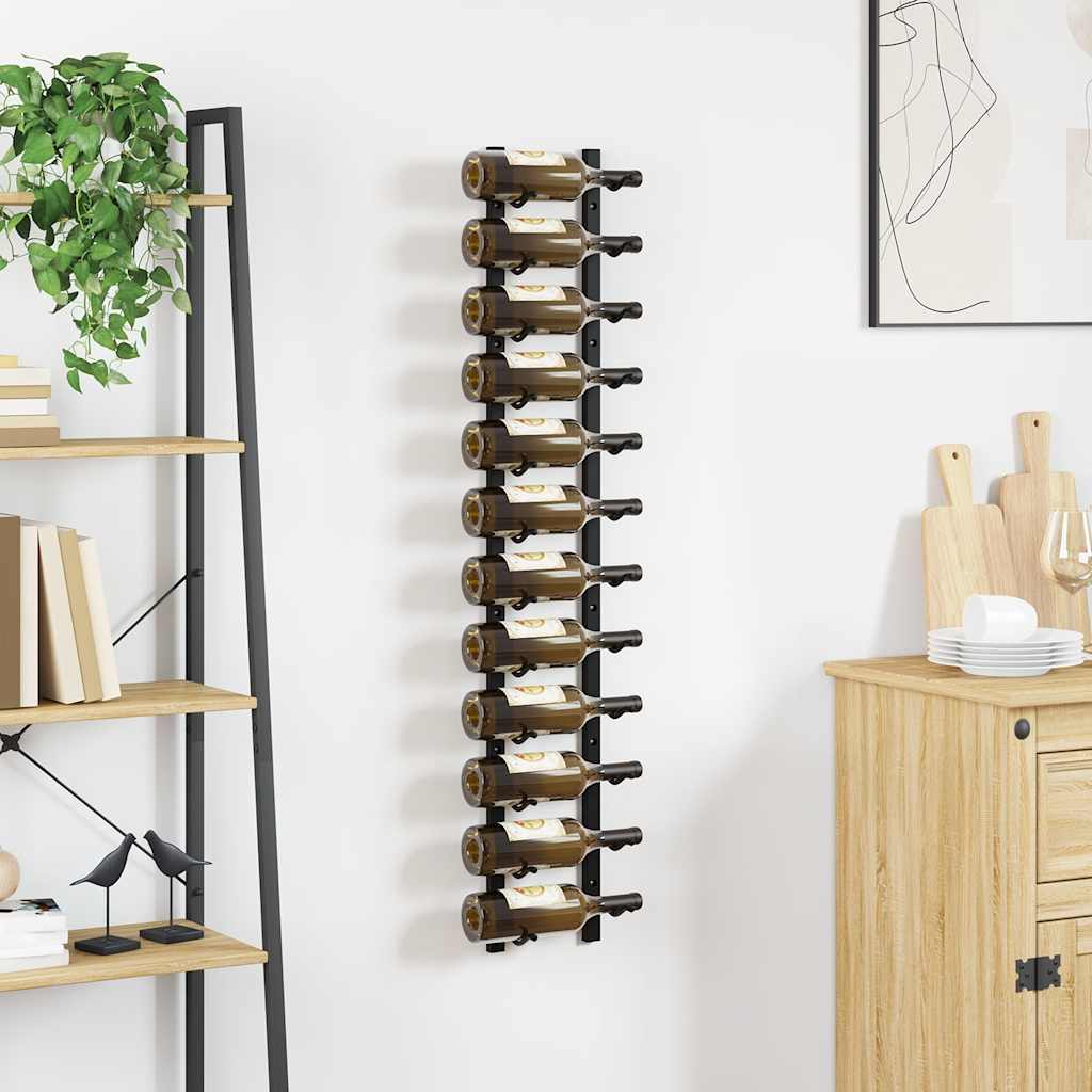 Botellero de pared para 12 botellas hierro negro
