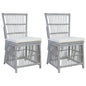 Dining Chairs with Cushions, Set of 2, Natural Gray Rattan