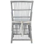 Sillas de comedor con cojines 2 unidades ratán natural gris