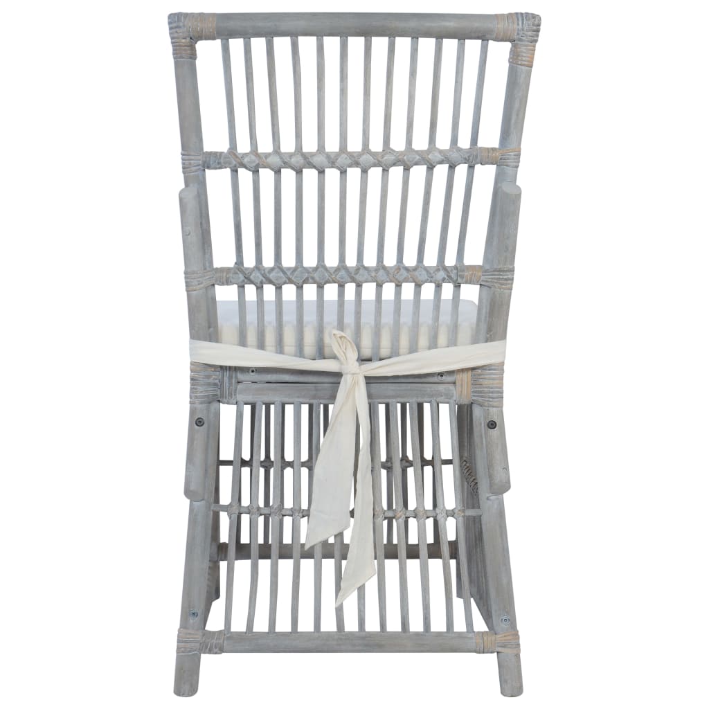 Sillas de comedor con cojines 2 unidades ratán natural gris