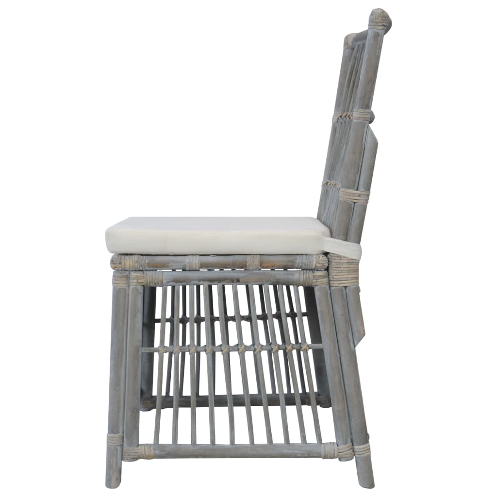 Sillas de comedor con cojines 2 unidades ratán natural gris