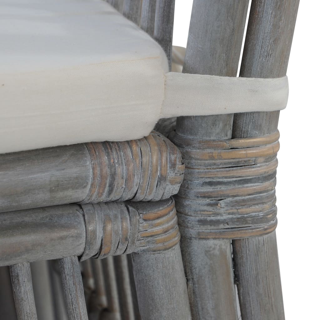 Sillas de comedor con cojines 2 unidades ratán natural gris