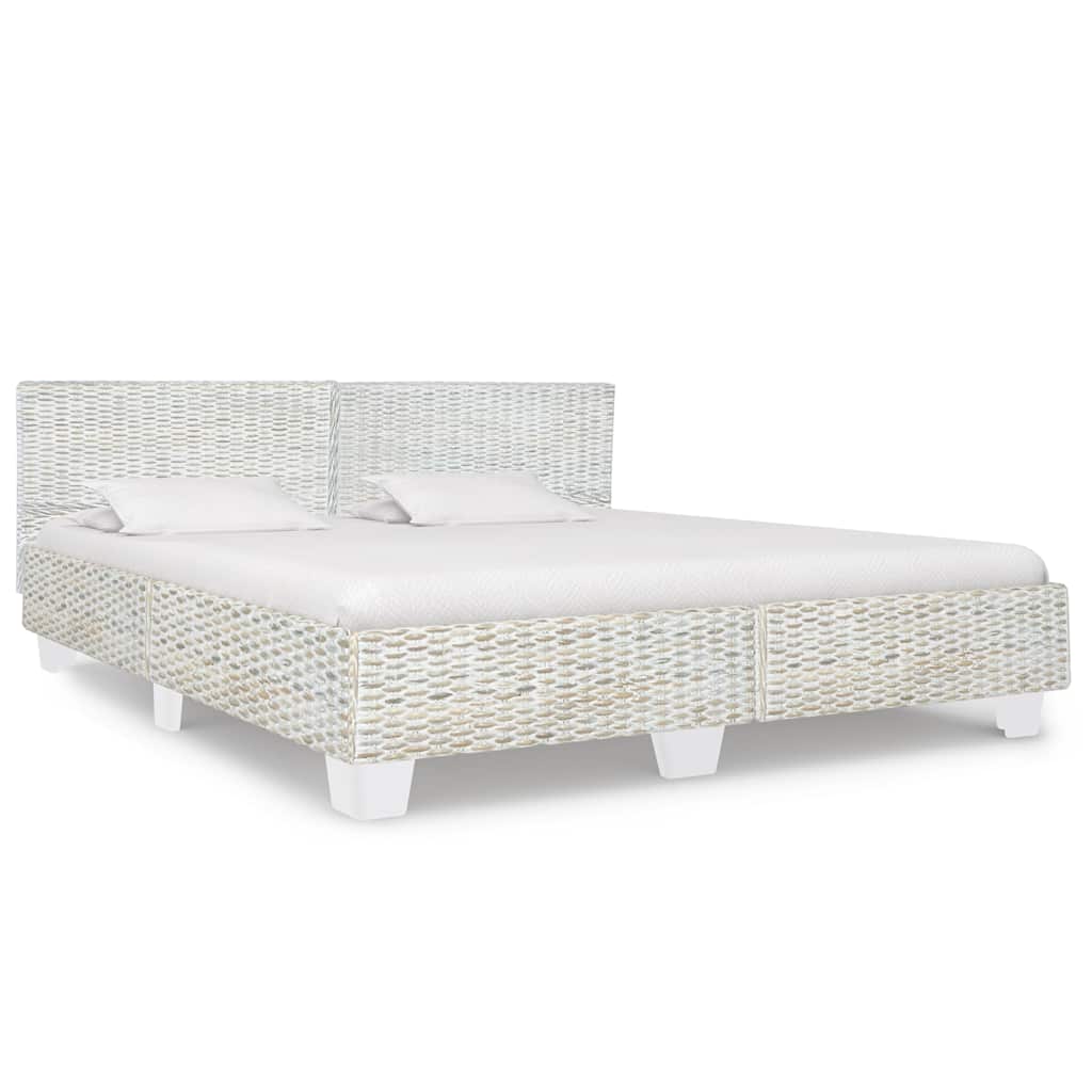 Estructura de cama de ratán natural gris 160x200 cm