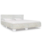 Estructura de cama de ratán natural gris 160x200 cm