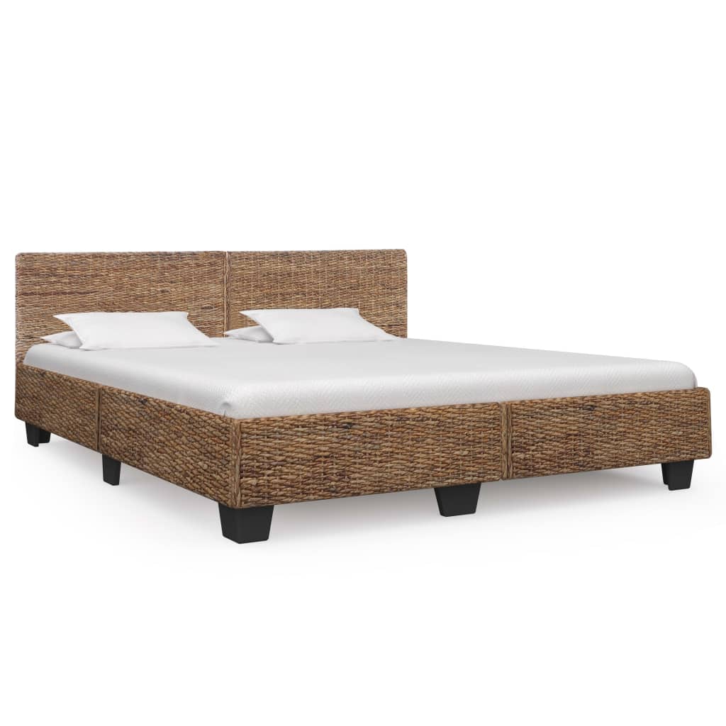 Estructura de cama de ratán natural gris 160x200 cm