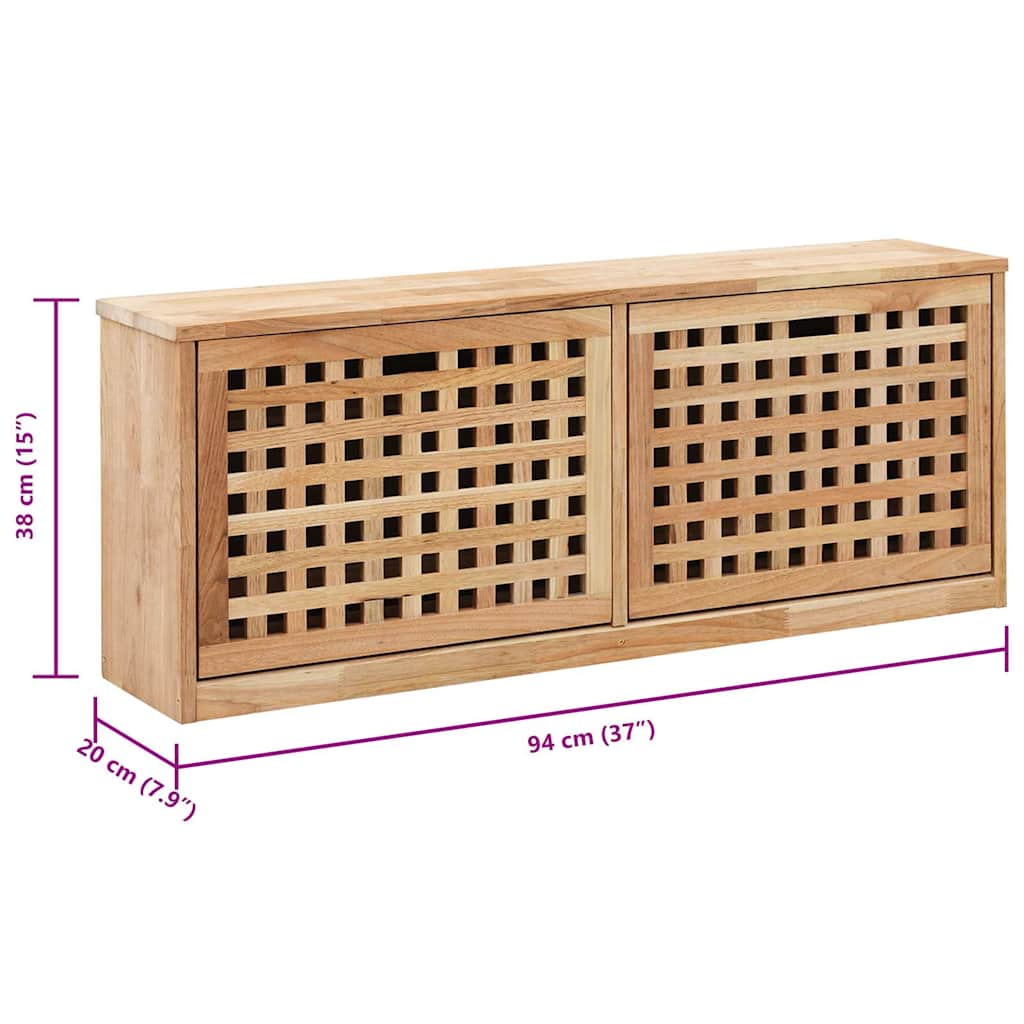 Zapatero de madera maciza de nogal 94x20x38 cm