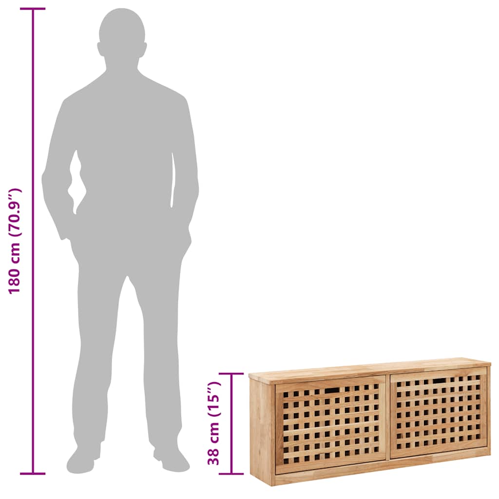 Zapatero de madera maciza de nogal 94x20x38 cm
