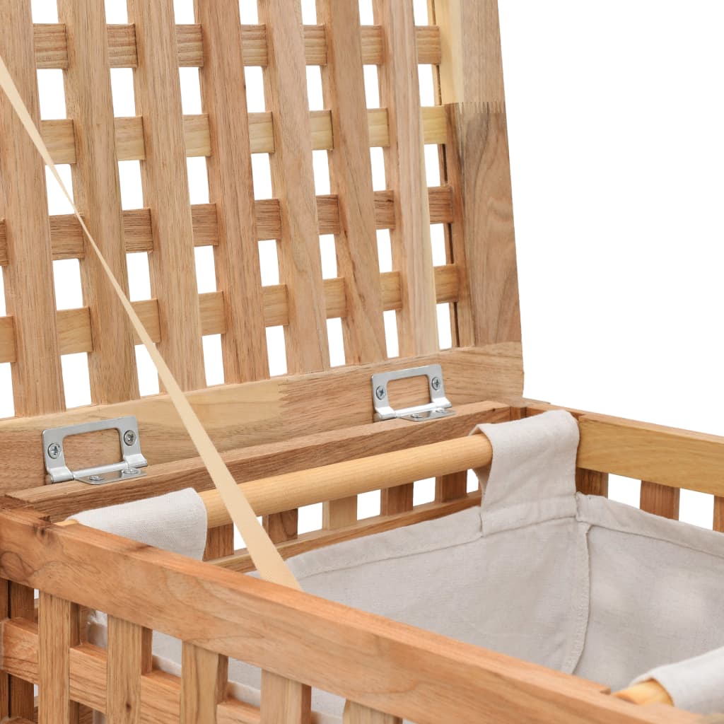 Cesto para ropa sucia madera maciza de nogal 39x39x65 cm