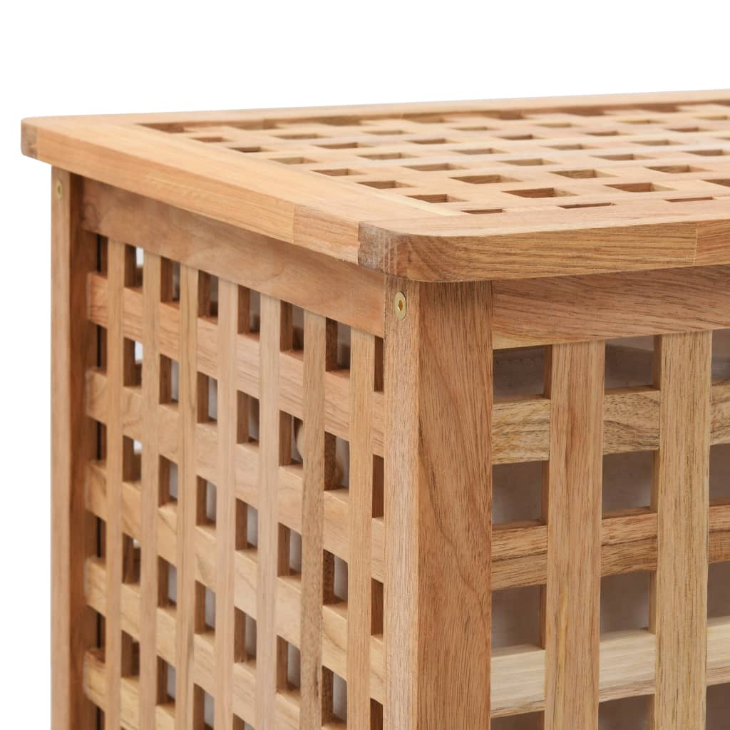 Cesto para ropa sucia madera maciza de nogal 39x39x65 cm