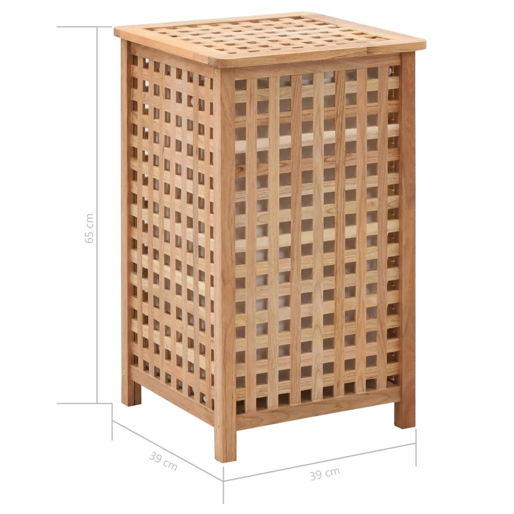 Cesto para ropa sucia madera maciza de nogal 39x39x65 cm