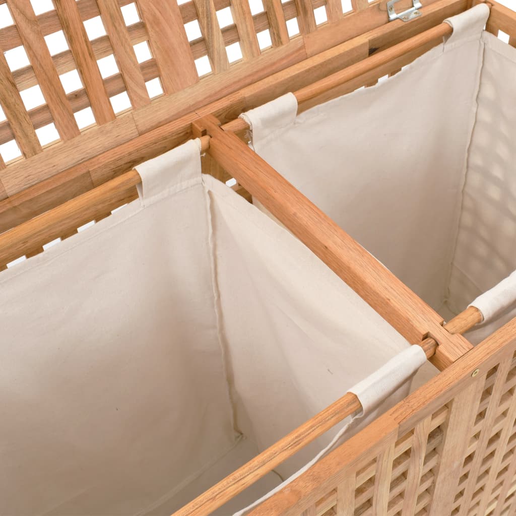 Cesto para la ropa sucia madera maciza de nogal 87,5x46x67 cm