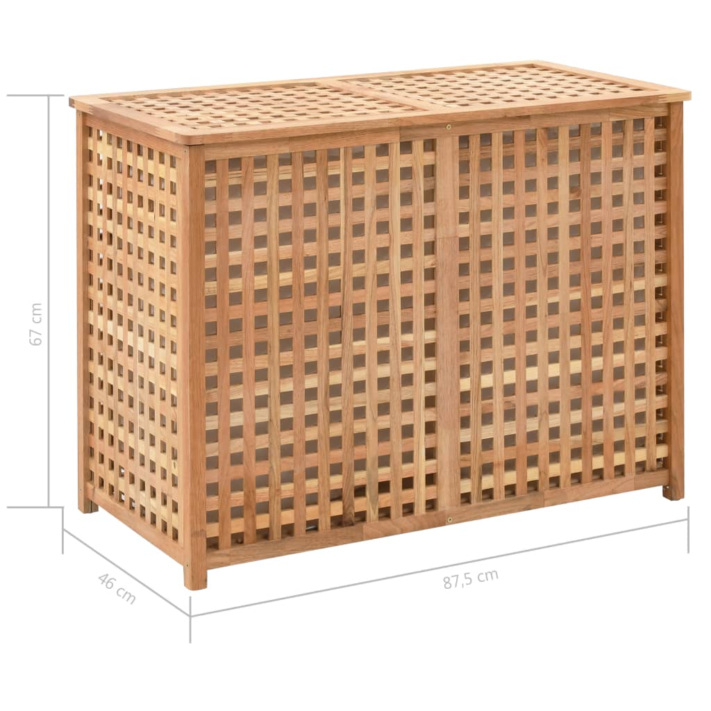 Cesto para la ropa sucia madera maciza de nogal 87,5x46x67 cm