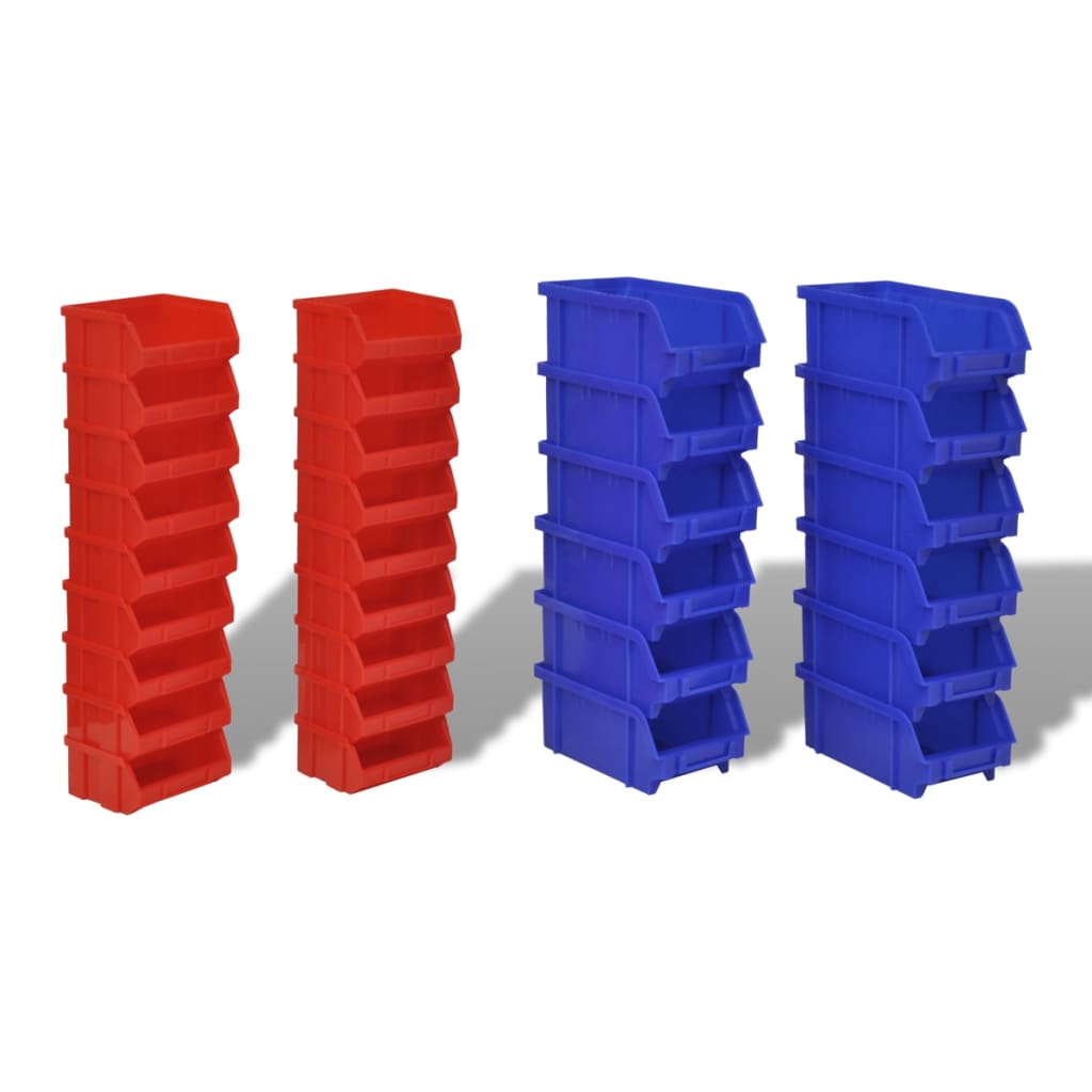 Cajas de almacenaje de garaje de pared 30 pzas azul y rojo