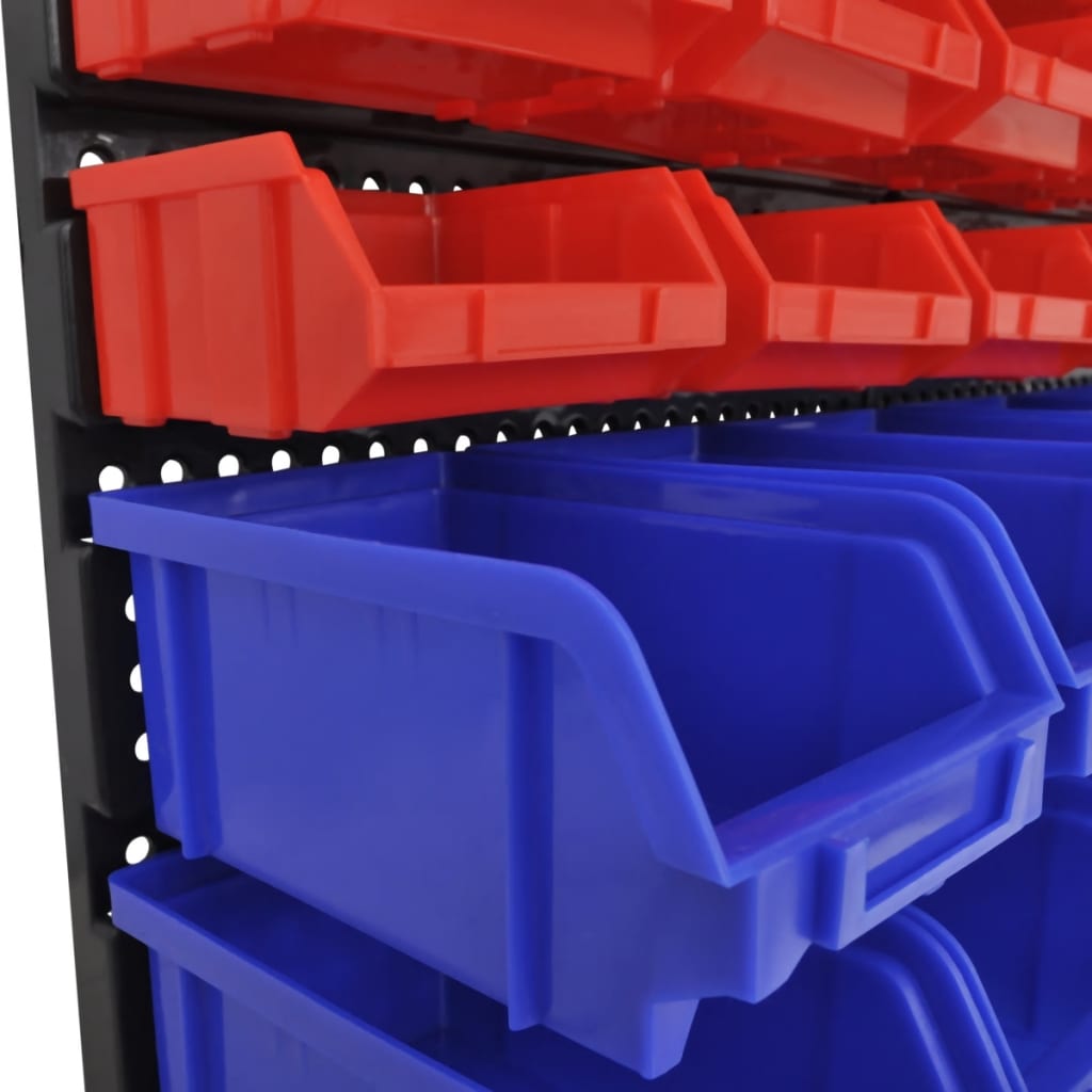 Cajas de almacenaje de garaje de pared 30 pzas azul y rojo
