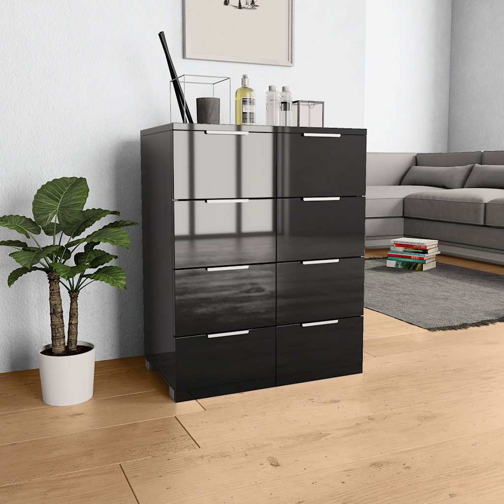 Aparador de madera de ingeniería blanco brillante 60x35x80 cm