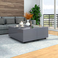 Mesa de centro blanco brillante 100x100x35 cm