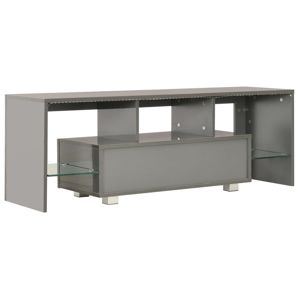Mueble de TV con luces LED gris brillante 130x35x45 cm