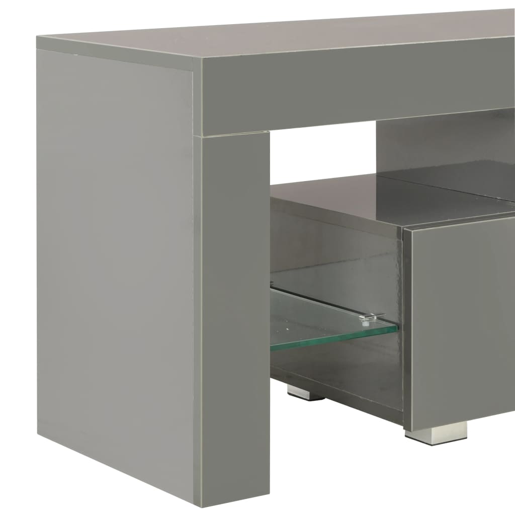 Mueble de TV con luces LED gris brillante 130x35x45 cm