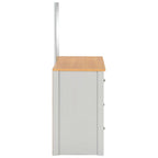Tocador con espejo y taburete gris 104x45x131 cm