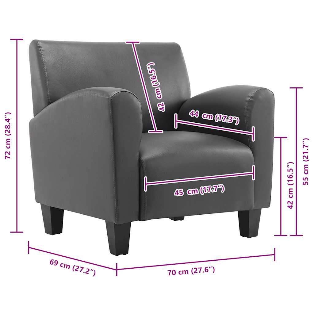 Sillón de cuero sintético gris