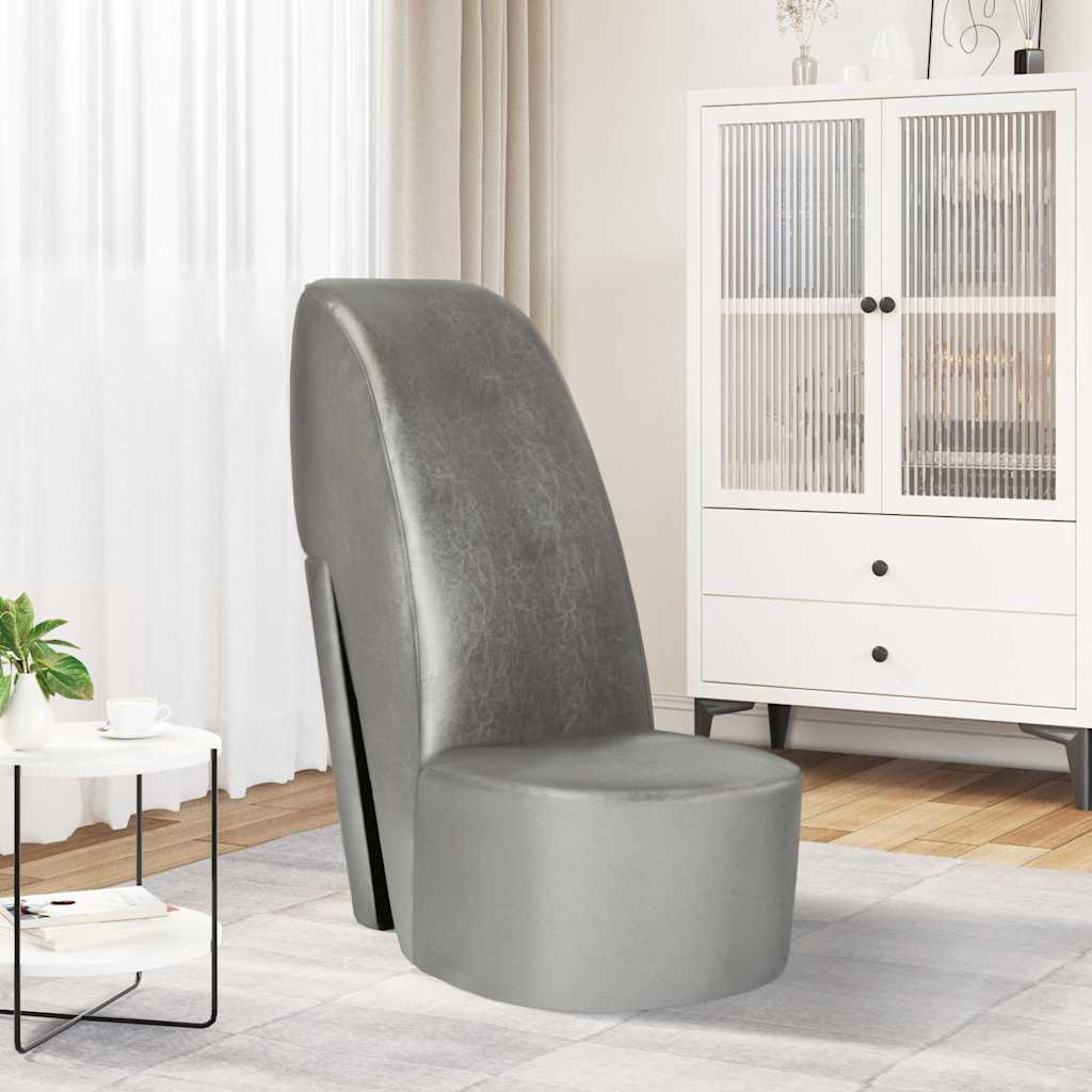 Butaca con forma de zapato de tacón cuero sintético gris