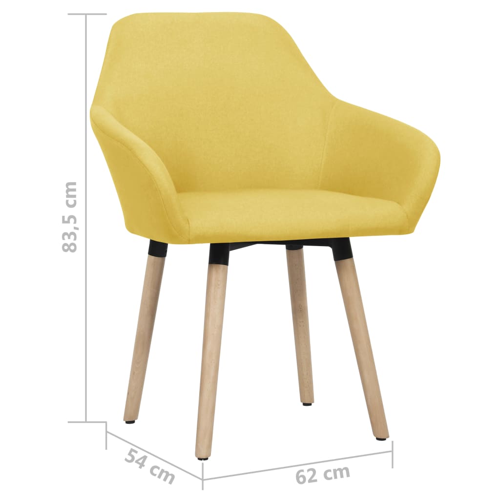 Sillas de comedor 2 unidades tela amarillo