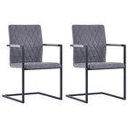 Sillas de comedor voladizas 2 uds cuero sintético gris oscuro