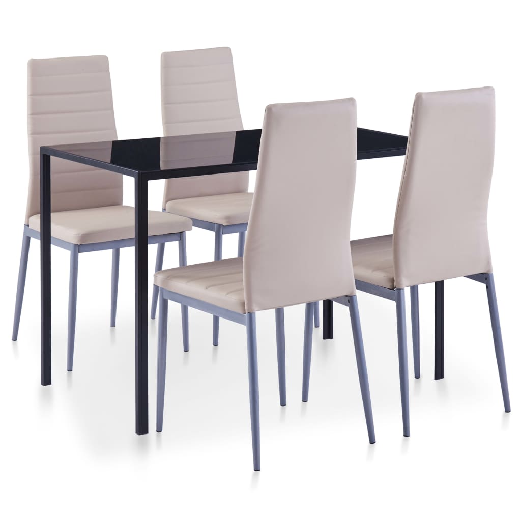 Conjunto de mesa de comedor 5 piezas blanco y negro