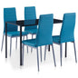Conjunto de mesa de jantar 5 peças branco e preto