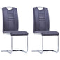 Cantilever dining chairs 2 pcs grey artificial suede