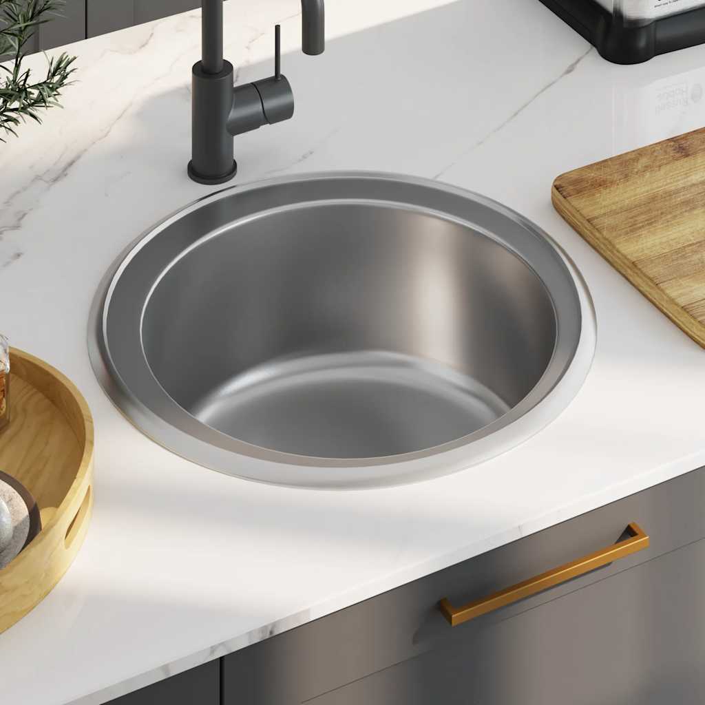Fregadero cocina con colador y sifón acero inoxidable ovalado