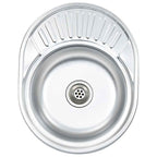 Fregadero cocina con colador y sifón acero inoxidable ovalado