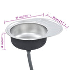 Fregadero cocina con colador y sifón acero inoxidable ovalado