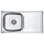 Fregadero de cocina con colador y sifón de acero inoxidable