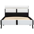 Estructura cama con LED cuero sintético blanco negro 90x200 cm