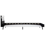 Estructura cama con LED cuero sintético blanco negro 90x200 cm
