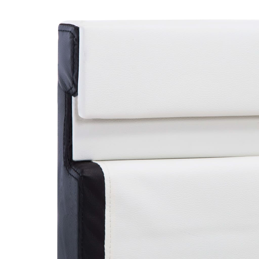 Estructura cama con LED cuero sintético blanco negro 90x200 cm