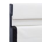 Estructura cama con LED cuero sintético blanco negro 90x200 cm