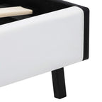 Estructura cama con LED cuero sintético blanco negro 90x200 cm