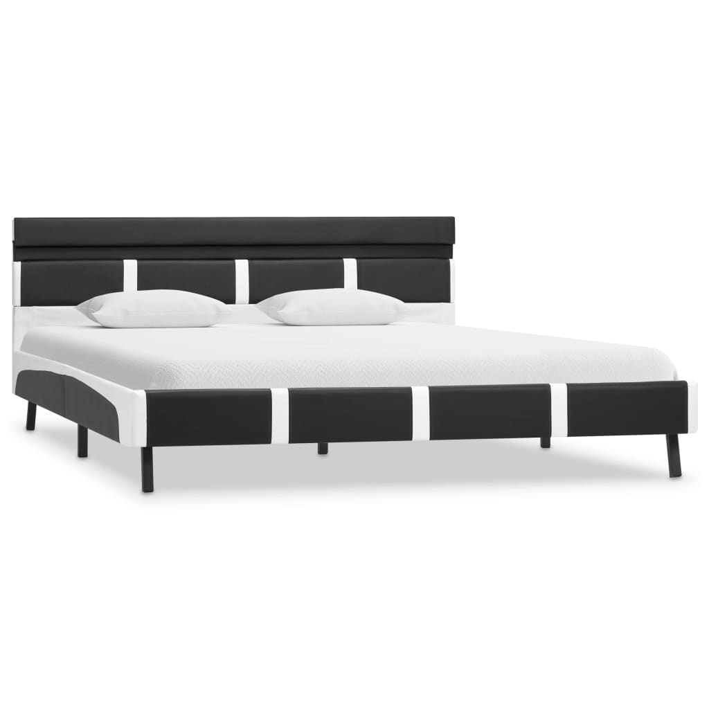 Estructura de cama con LED sin colchón cuero gris 140x200 cm