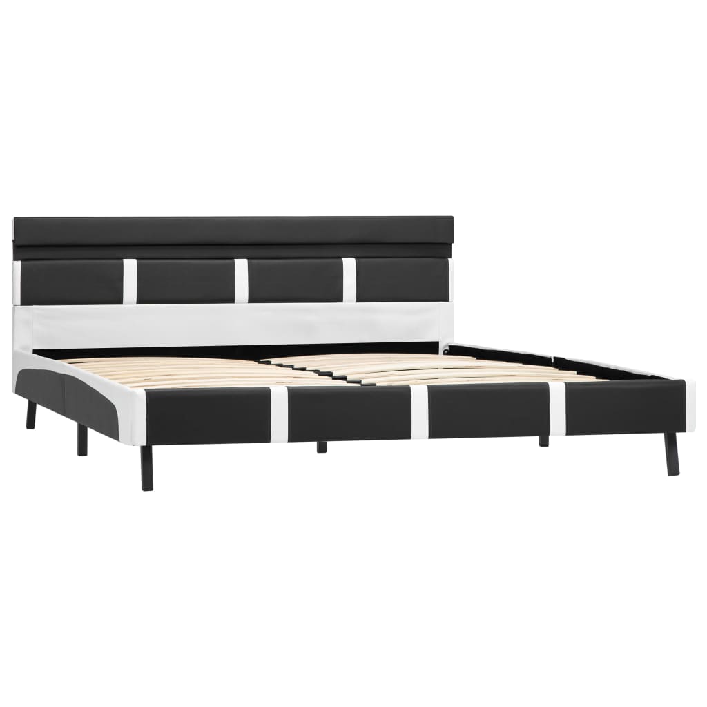 Estructura de cama con LED sin colchón cuero gris 140x200 cm
