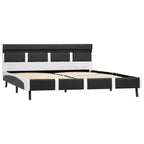 Estructura de cama con LED sin colchón cuero gris 140x200 cm