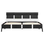 Estructura de cama con LED sin colchón cuero gris 140x200 cm