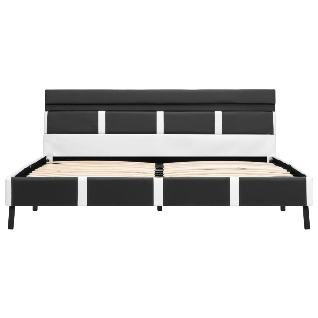 Estructura de cama con LED sin colchón cuero gris 140x200 cm