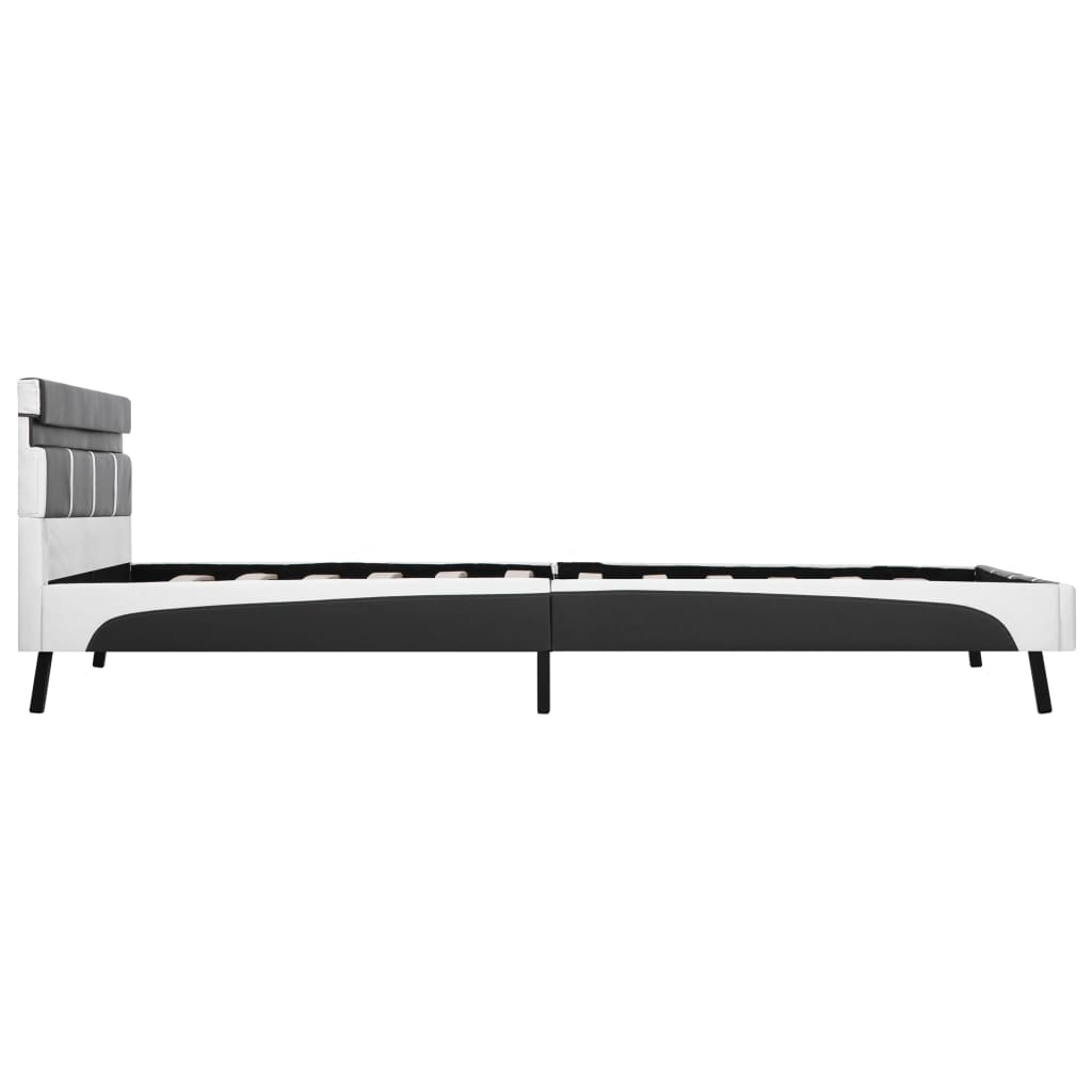Estructura de cama con LED sin colchón cuero gris 140x200 cm