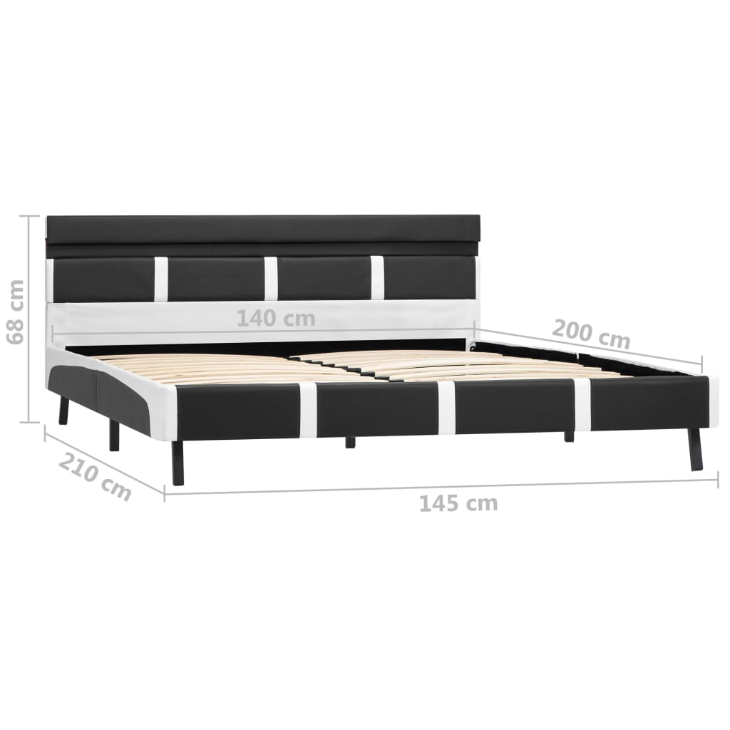 Estructura de cama con LED sin colchón cuero gris 140x200 cm