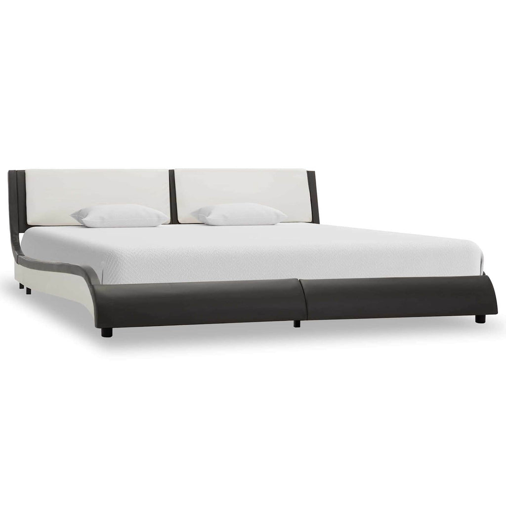 Estructura de cama Gris y blanco 160 x 200 cm Cuero artificial